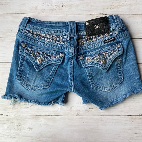 Miss Me Pants - Miss Me Pink Sequins Embellished Cutoff Shorts